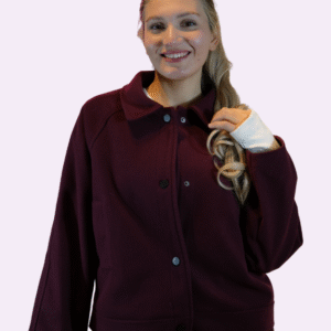 kısa kesim bordo yün görünümlü gömlek ceket