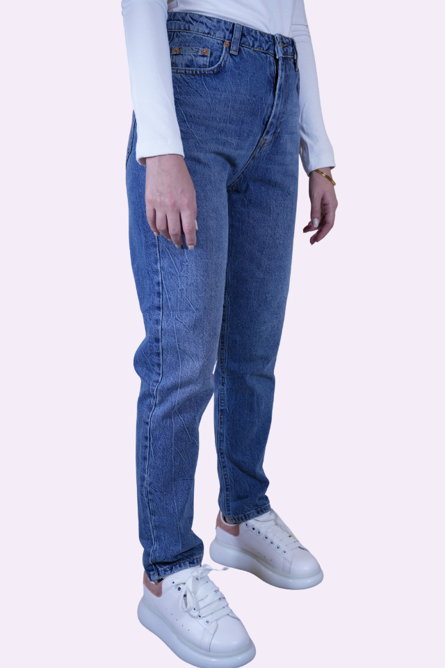 yüksek bel mavi mom fit jean pantolon yüksek bel mavi mom fit jean pantolon