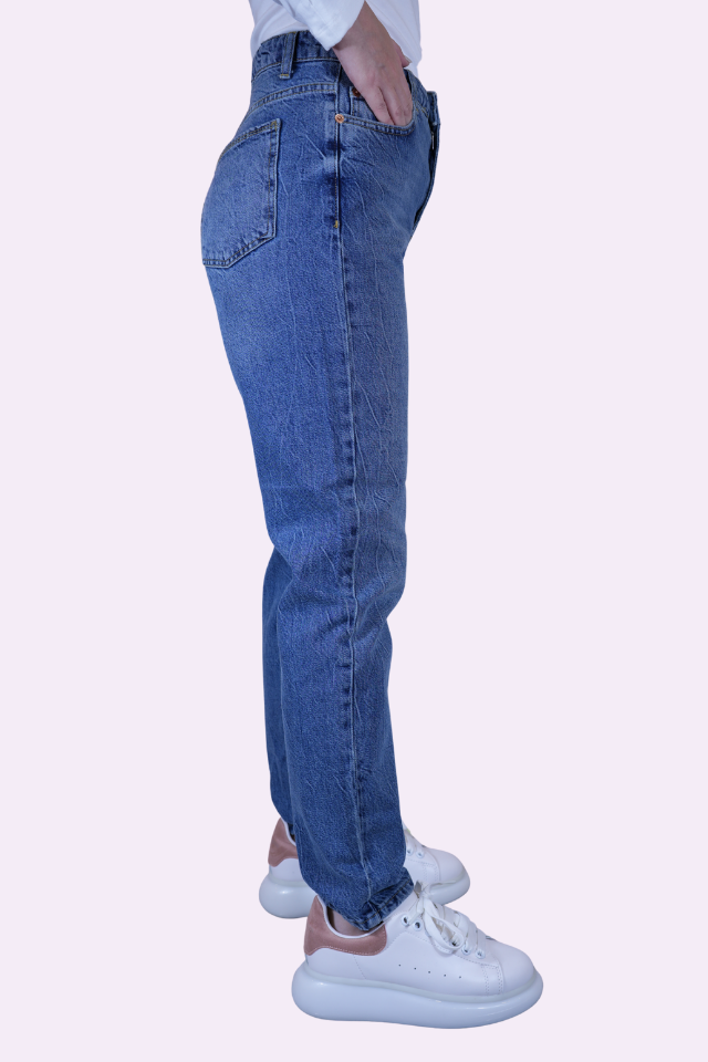 yüksek bel mavi mom fit jean pantolon yüksek bel mavi mom fit jean pantolon