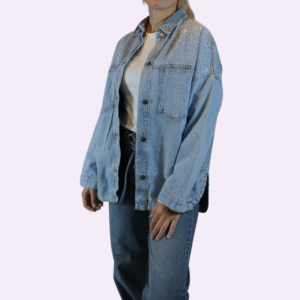 taş detaylı oversize kot gömlek ceket