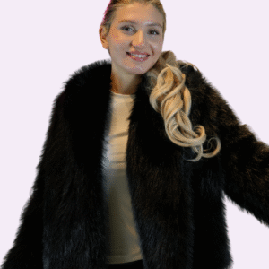 kısa kesim siyah Şık kürk ceket